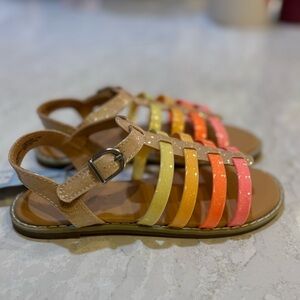 Cat & Jack NWT Patent Multicolor Shanel Strappy Sandals